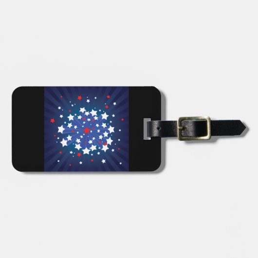 Patriottische Starburst Rood Wit en Blauw USA Bagagelabel (Voorkant horizontaal)