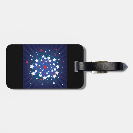 Patriottische Starburst Rood Wit en Blauw USA Bagagelabel (Achterkant horizontaal)