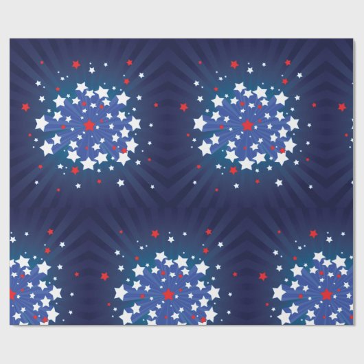 Patriottische Starburst Rood Wit en Blauw USA Cadeaupapier (Vlak)