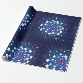 Patriottische Starburst Rood Wit en Blauw USA Cadeaupapier (Uitgerold)