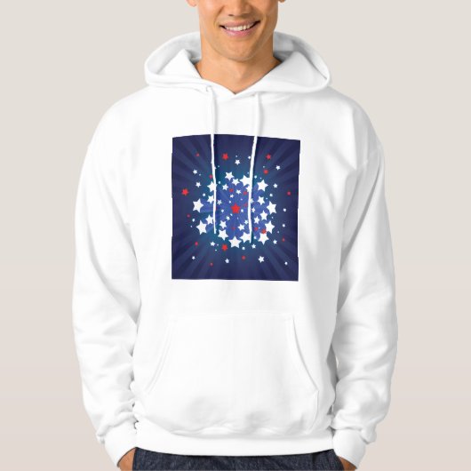 Patriottische Starburst Rood Wit en Blauw USA Hoodie (Voorkant)