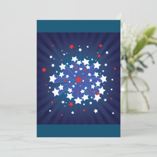 Patriottische Starburst Rood Wit en Blauw USA Kaart (Staand voorkant)