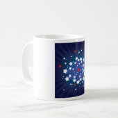 Patriottische Starburst Rood Wit en Blauw USA Koffiemok (Voorkant links)