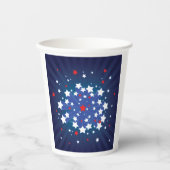 Patriottische Starburst Rood Wit en Blauw USA Papieren Bekers (Voorkant)