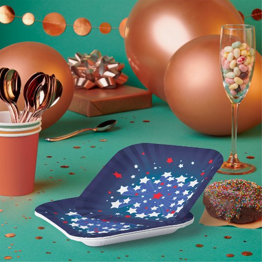 Patriottische Starburst Rood Wit en Blauw USA Papieren Bordje