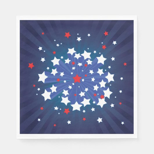 Patriottische Starburst Rood Wit en Blauw USA Servet (Voorkant)