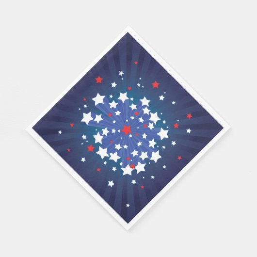 Patriottische Starburst Rood Wit en Blauw USA Servet (Hoek)