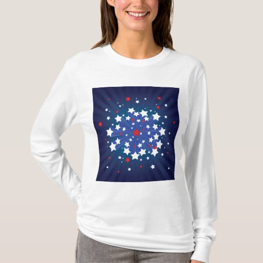 Patriottische Starburst Rood Wit en Blauw USA T-shirt (Voorkant)