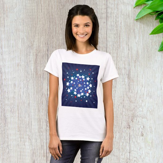 Patriottische Starburst Rood Wit en Blauw USA T-shirt