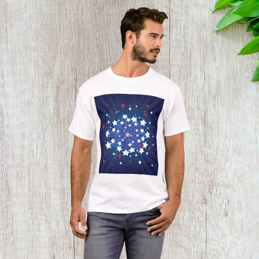 Patriottische Starburst Rood Wit en Blauw USA T-shirt