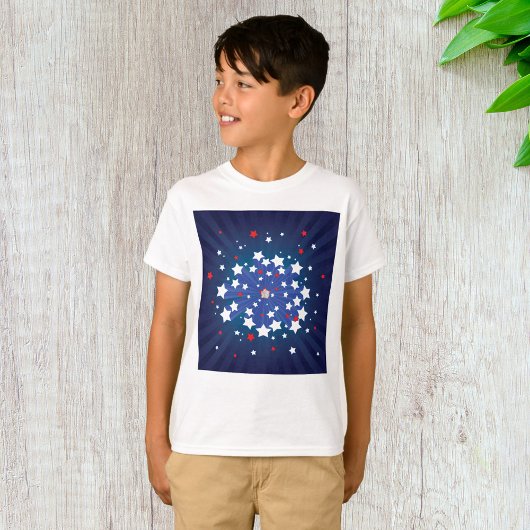 Patriottische Starburst Rood Wit en Blauw USA T-shirt