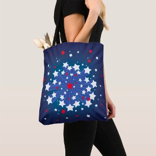 Patriottische Starburst Rood Wit en Blauw USA Tote Bag