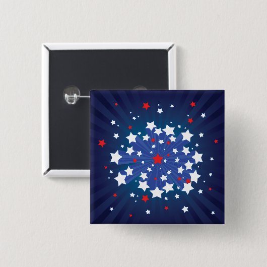 Patriottische Starburst Rood Wit en Blauw USA Vierkante Button 5,1 Cm (Voorkant /achterkant)