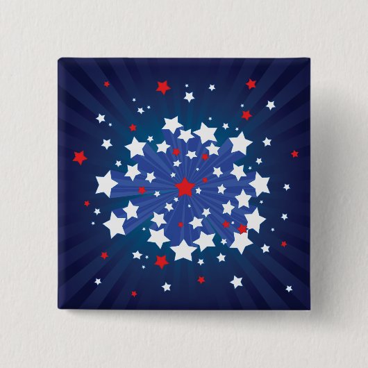 Patriottische Starburst Rood Wit en Blauw USA Vierkante Button 5,1 Cm (Voorkant)