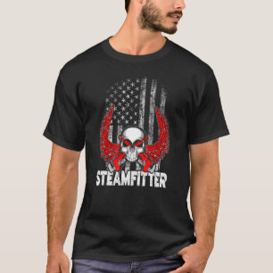Patriottische Steamfitter VS Amerikaanse vlag Lood T-shirt