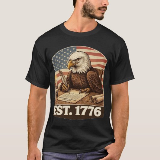 Patriottische Steelaar Oervader 1776 T-shirt (Voorkant)