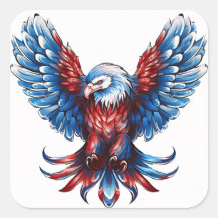 Patriottische Steelaarend,Amerikaanse Vlag,Vrijhei Vierkante Sticker