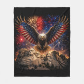 Patriottische Stekelarend Mount Rushmore-Vuurwerk Fleece Deken (Voorkant)