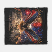 Patriottische Stekelarend Mount Rushmore-Vuurwerk Fleece Deken (Voorkant (Horizontaal))