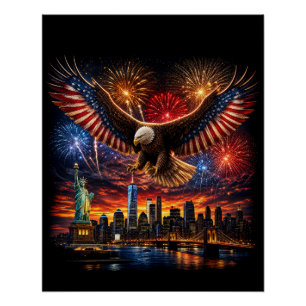 Patriottische Stekelstaart Arend Vuurwerk New York Perfect Poster