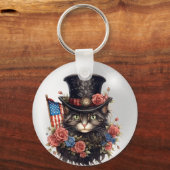 Patriottische Ster met Spetters Kat Sleutelhanger (Voorkant)