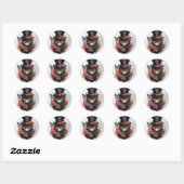 Patriottische Ster met Vlaggetjes Kat Ronde Sticker (Vel)