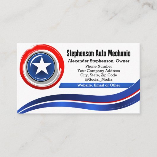 Patriottische ster Rood Wit en Blauw Aannemer Visitekaartje (Voorkant)