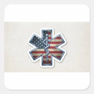 Patriottische ster van het leven vierkante sticker
