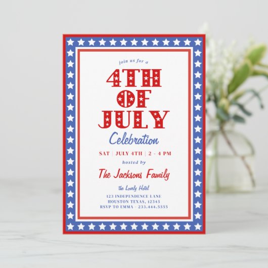 Patriottische sterren 4 juli feest kaart (Staand voorkant)