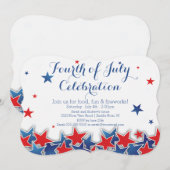 Patriottische sterren 4 juli Uitnodiging voor een  (Voorkant / Achterkant)