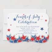Patriottische sterren 4 juli Uitnodiging voor een  (Voorkant)
