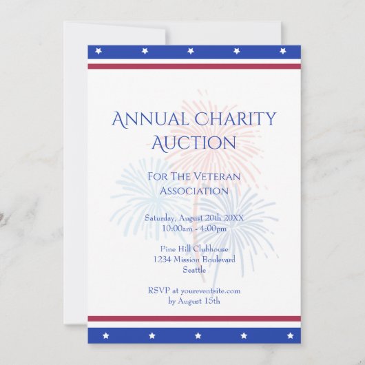 Patriottische Sterren Bedrijfsfeest Charity Ball E Kaart (Voorkant)