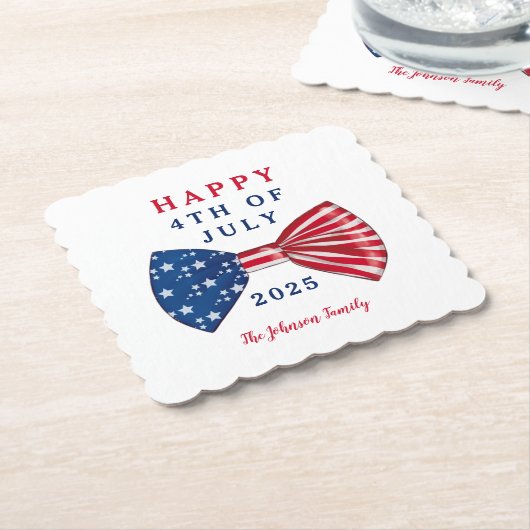 Patriottische sterren en strepen 4 juli kartonnen onderzetters (Gebogen)