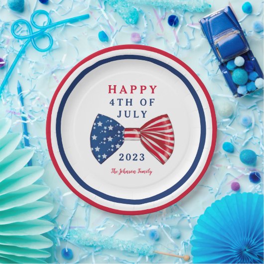 Patriottische sterren en strepen 4 juli papieren bordje (Feest)
