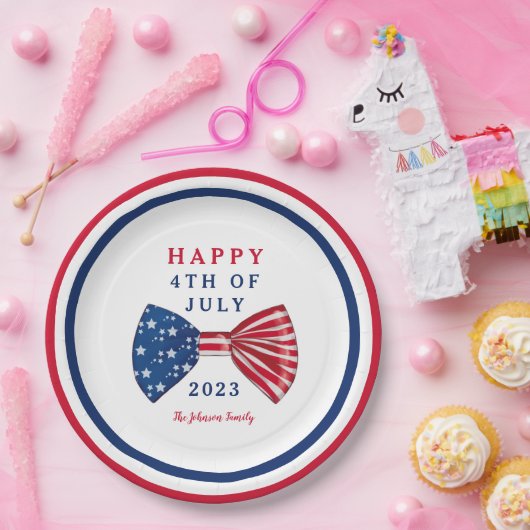 Patriottische sterren en strepen 4 juli papieren bordje (Feest)