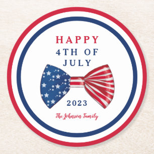 Patriottische sterren en strepen 4 juli ronde kartonnen onderzetter