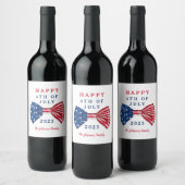 Patriottische sterren en strepen 4 juli wijn etiket (Flessen)