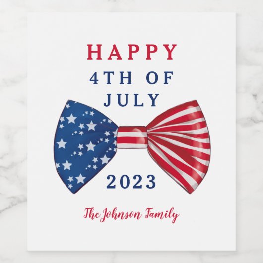 Patriottische sterren en strepen 4 juli wijn etiket (Enkel label)