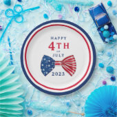 Patriottische sterren en strepen buigen 4 juli papieren bordje (Feest)