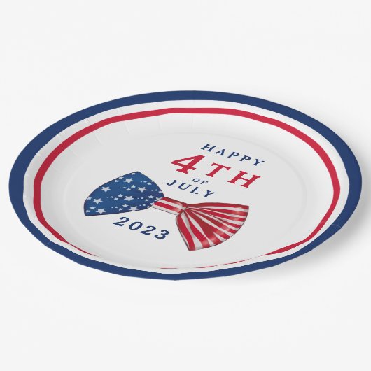 Patriottische sterren en strepen buigen 4 juli papieren bordje (Gekanteld)