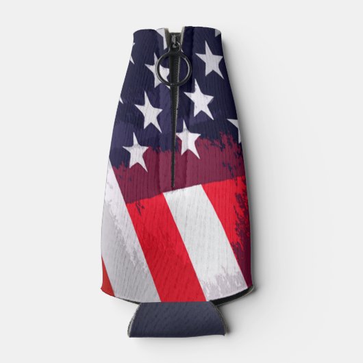 Patriottische sterren en strepen flesjeskoeler (Achterkant)