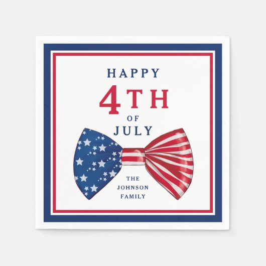 Patriottische sterren en strepen Happy 4th van jul Servet (Voorkant)