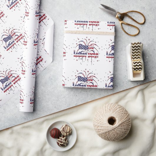 Patriottische sterren en strepen Happy Labor Day Cadeaupapier (Crafts)