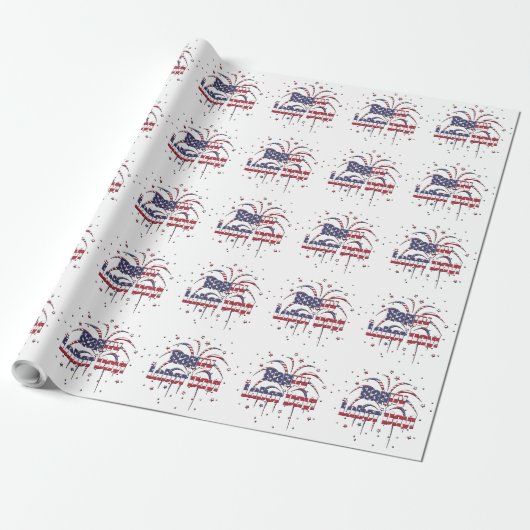 Patriottische sterren en strepen Happy Labor Day Cadeaupapier (Uitgerold)