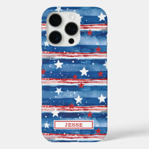 Patriottische sterren en strepen met monogram iPhone 16 pro hoesje