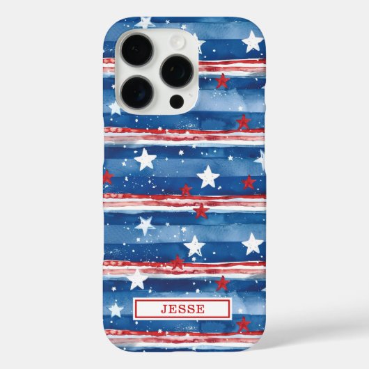 Patriottische sterren en strepen met monogram Case-Mate iPhone case (Achterkant)