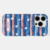 Patriottische sterren en strepen met monogram Case-Mate iPhone case (Achterkant (horizontaal))