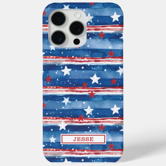 Patriottische sterren en strepen met monogram Case-Mate iPhone case (Achterkant)