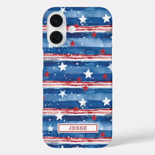 Patriottische sterren en strepen met monogram Case-Mate iPhone case (Achterkant)