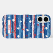 Patriottische sterren en strepen met monogram Case-Mate iPhone case (Achterkant (horizontaal))